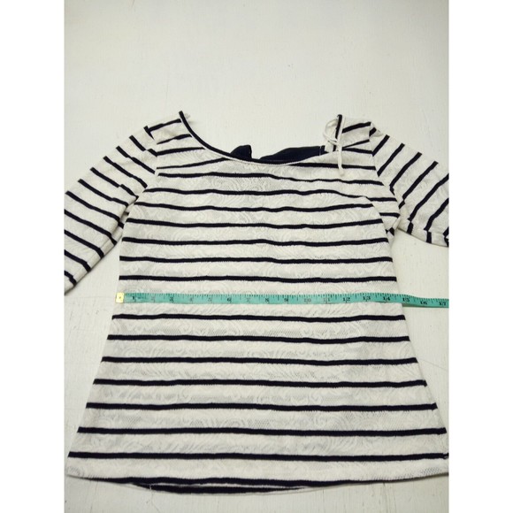 Vtg Deb Black Stripes White Shirt w Bow Tie Collar Size Small Made In USA - Picture 3 of 5